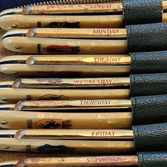 Vintage Dovo Solingen 87 Fritz Bracht Straight Razors - 7 day set in case - Picture 5 of 15